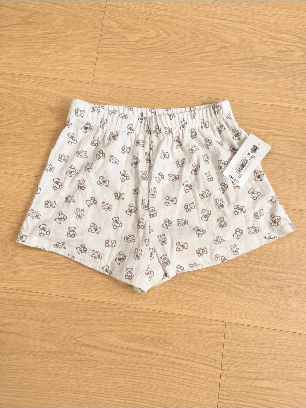 Altar'd State Cream Shorts with Brown Teddy Print